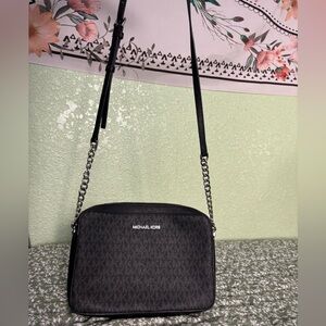 Michael Kors Black and Gray Logo Crossbody